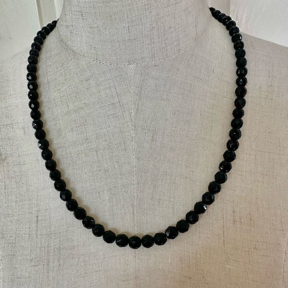 Vintage black long beaded necklace
